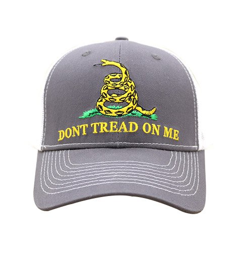 DONT TREAD ON ME Embroidered Grey Cotton Trucker Net Cap