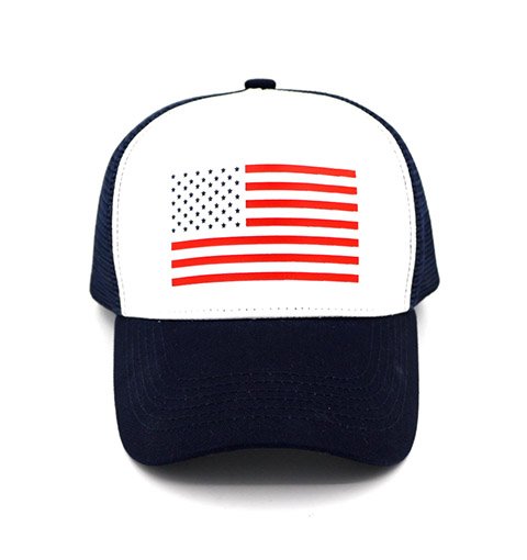 American Flag Offset Printed Cotton Mesh Hat Trucker Hat