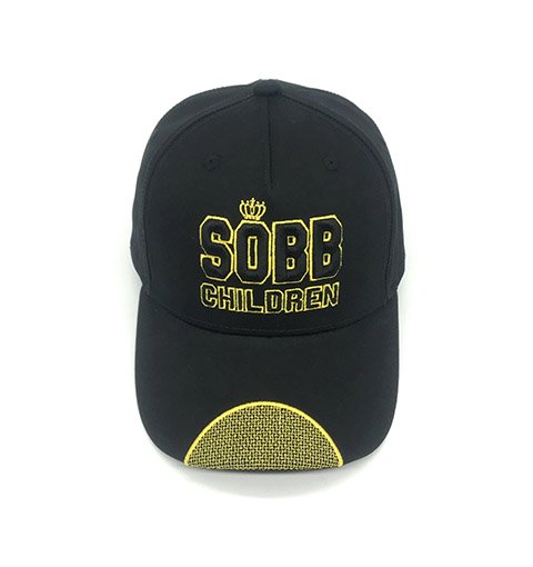 SOBB Embroidered Black Cotton 5-panel Children's Baseball Cap