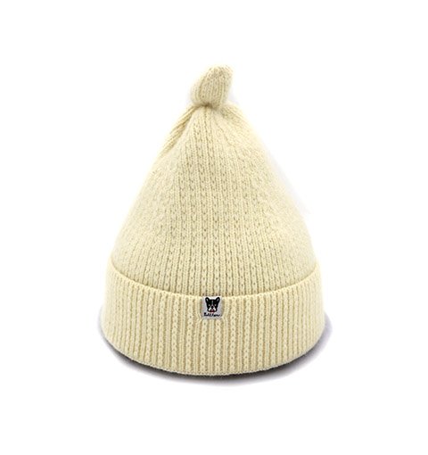 Light Beige Label Pattern Warm Knitted Hat